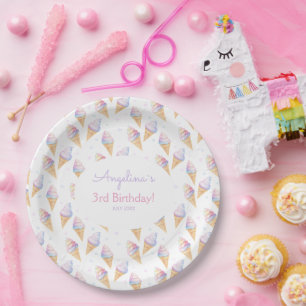 Assiettes En Carton Plaques de fête d'anniversaire avec crème glacée s