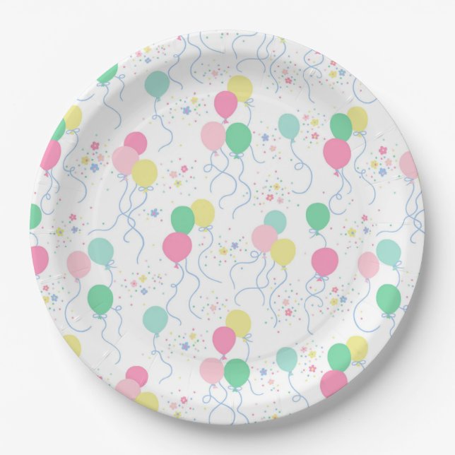 Assiettes En Carton Plaques de fête d'anniversaire de ballons - et bea (Devant)