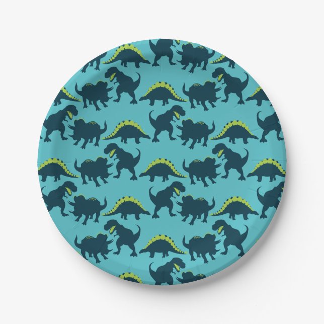 Assiettes En Carton Plaques de fête d'anniversaire de Dinosaur (Devant)