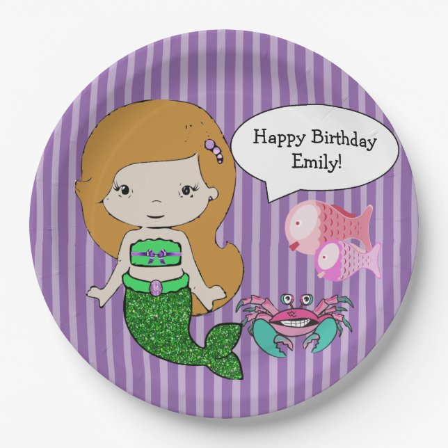 Assiettes En Carton Plaques de fête d'anniversaire de la Sirène de têt (Devant)