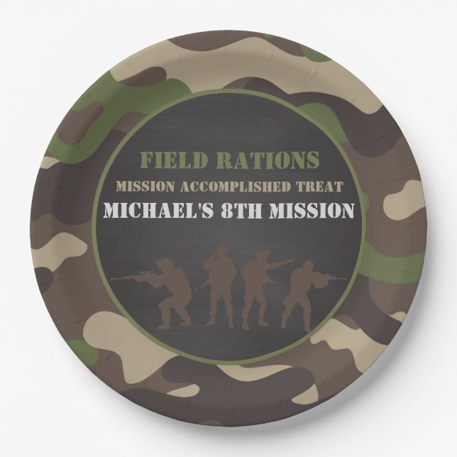Assiettes En Carton Plaques de fête d'anniversaire de l'armée (Devant)