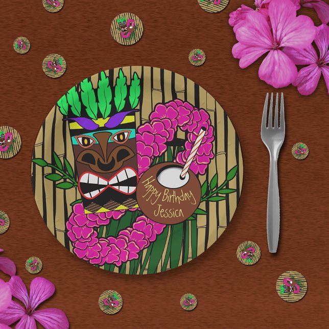 Assiettes En Carton Plaques de fête d'anniversaire de Luau Nom personn (Créateur téléchargé)