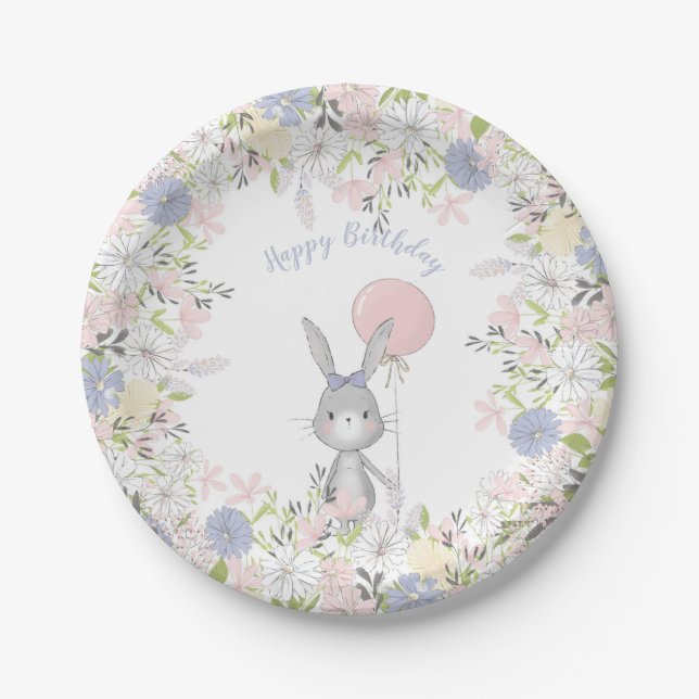 Assiettes En Carton Plaques de fête d'anniversaire de printemps de Bun (Devant)