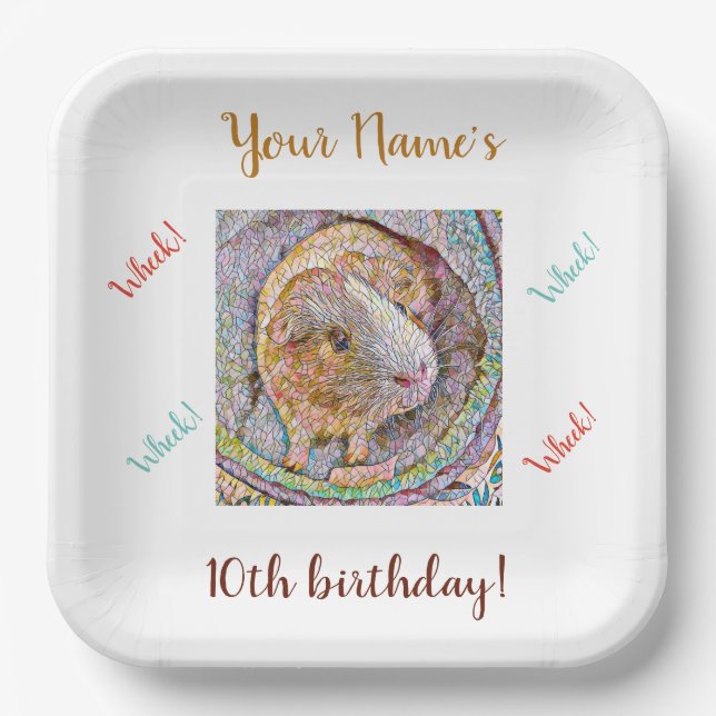 Assiettes En Carton Plaques de fête d'anniversaire du cochon de Guinée (Recto)