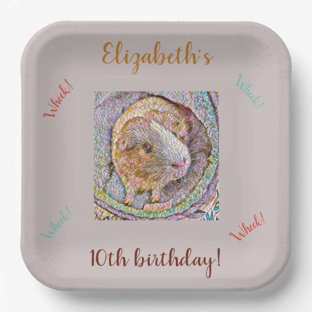 Assiettes En Carton Plaques de fête d'anniversaire du cochon de Guinée (Recto)
