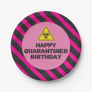 Assiettes En Carton Plaques de fête d'anniversaire en quarantaine rose