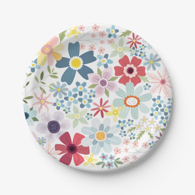 Assiettes En Carton Plaques de fête d'anniversaire fleur sauvage (Devant)