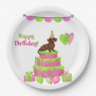 Plaques de fête d'anniversaire rose et vert Dachsh