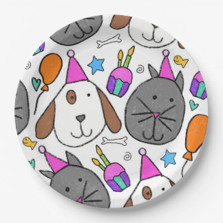 Assiettes En Carton "Plaques de fête de chats de marionnettes"