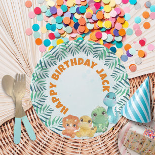 Assiettes En Carton Plaques de fête de dinosaure pour bébé mignonne