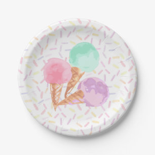 Assiettes En Carton Plaques de fête de la crème glacée