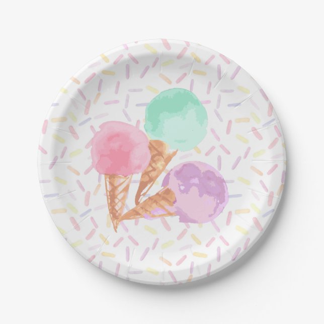 Assiettes En Carton Plaques de fête de la crème glacée (Devant)