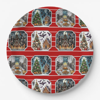 Assiettes En Carton Plaques de fête de Noël hantées - set 2