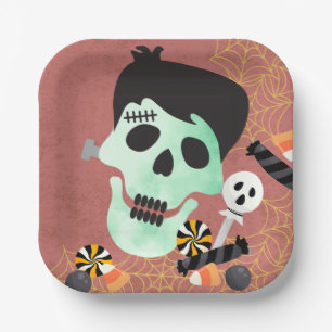 Assiettes En Carton Plaques de fête d'Halloween Frankenstein Monster M