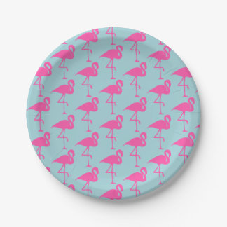 Assiettes En Carton Plaques de fête du Flamant rose bleu