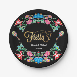 Assiettes En Carton Plaques de fête florale mexicaine