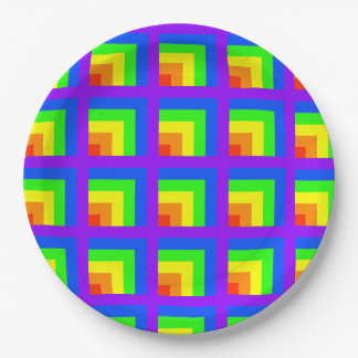 Assiettes En Carton Plaques de fête Rainbow Blocks - set 3