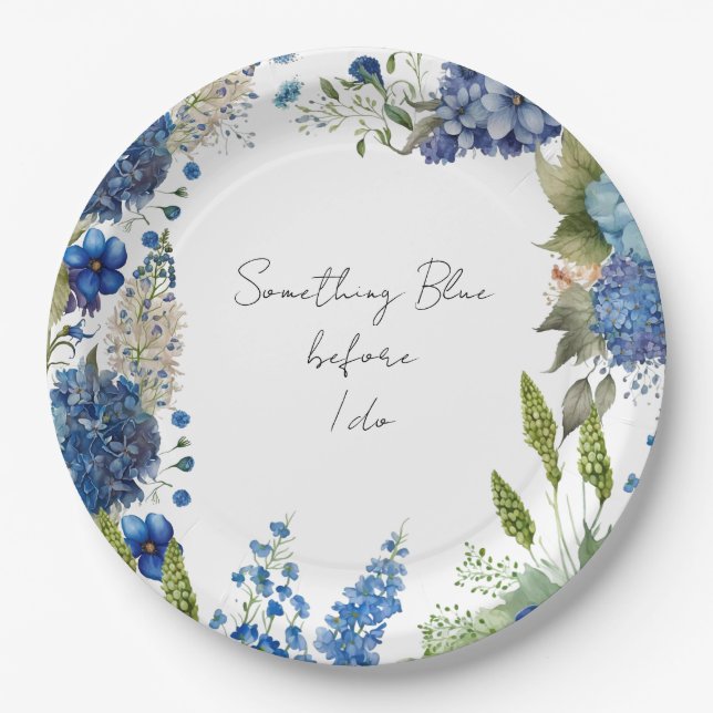 Assiettes En Carton Plaques de Fêtes des mariées bleues (Devant)