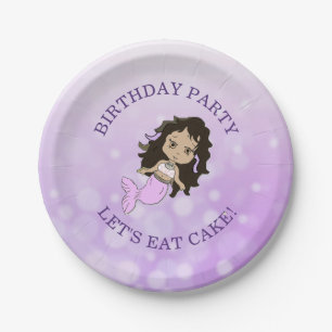 Assiettes En Carton Plaques de gâteau d'anniversaire pour sirène viole