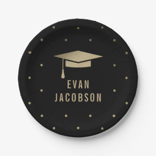 Assiettes En Carton Plaques de graduation Casquette d'or MODIFIABLES
