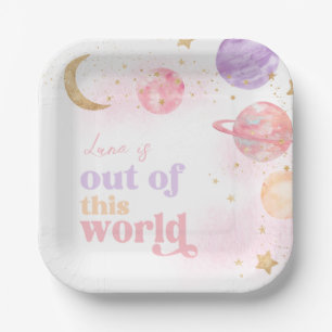 Assiettes En Carton Plaques de la fête spatiale de la fille