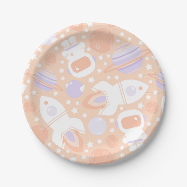 Assiettes En Carton Plaques de la Fille de l'espace (Devant)