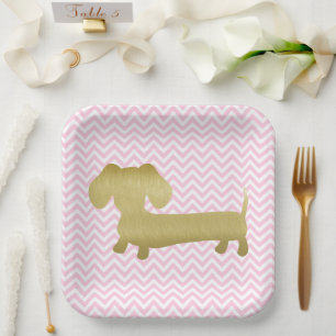 Assiettes En Carton Plaques de la partie de chien Wiener Dachshund or 