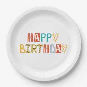 Assiettes En Carton Plaques de la partie de construction   Joyeux anni