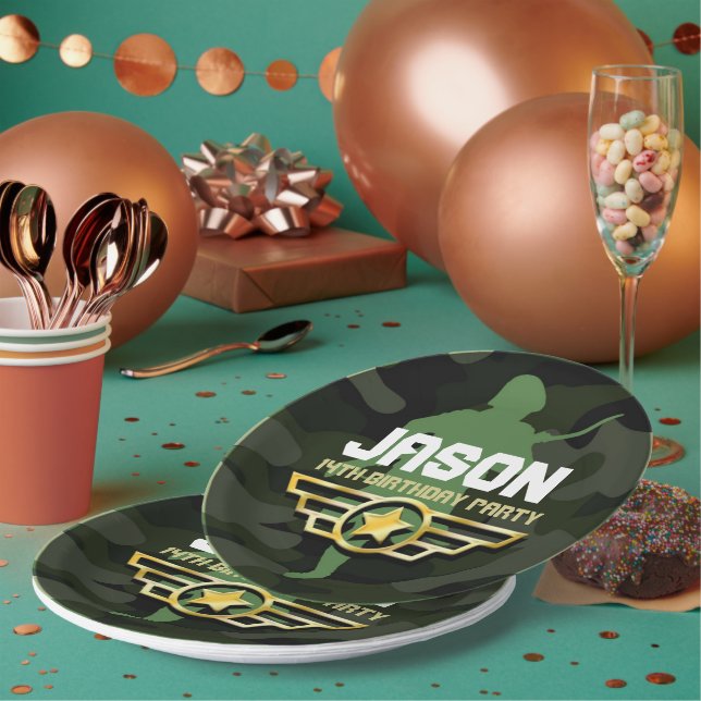 Assiettes En Carton Plaques de la partie en papier du style militaire (Multi)