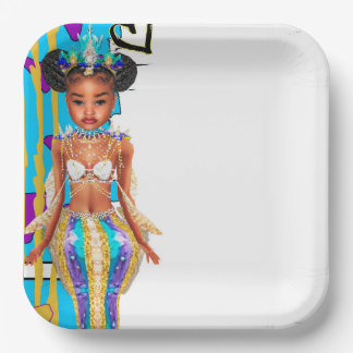 Assiettes En Carton Plaques de la petite fille de sirène noire