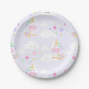 Assiettes En Carton Plaques de la soirée Unicorn Rainbow Princess