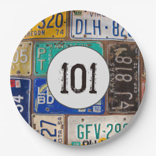 Assiettes En Carton Plaques de licence rouillées 101e anniversaire