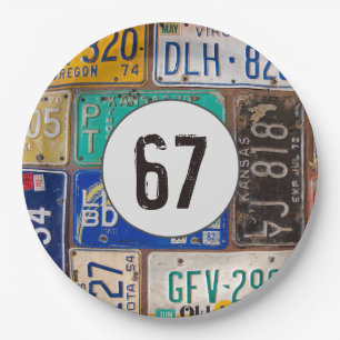 Assiettes En Carton Plaques de licence rouillées 67e anniversaire