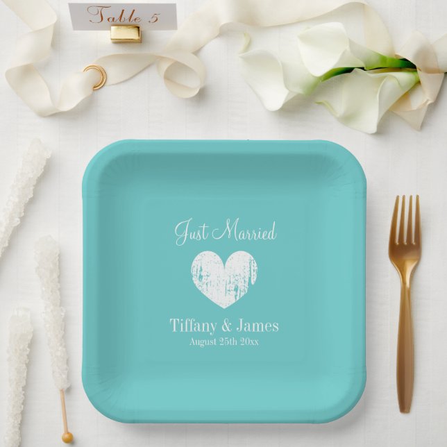 Assiettes En Carton Plaques de mariage bleu et blanc cool (Mariage)