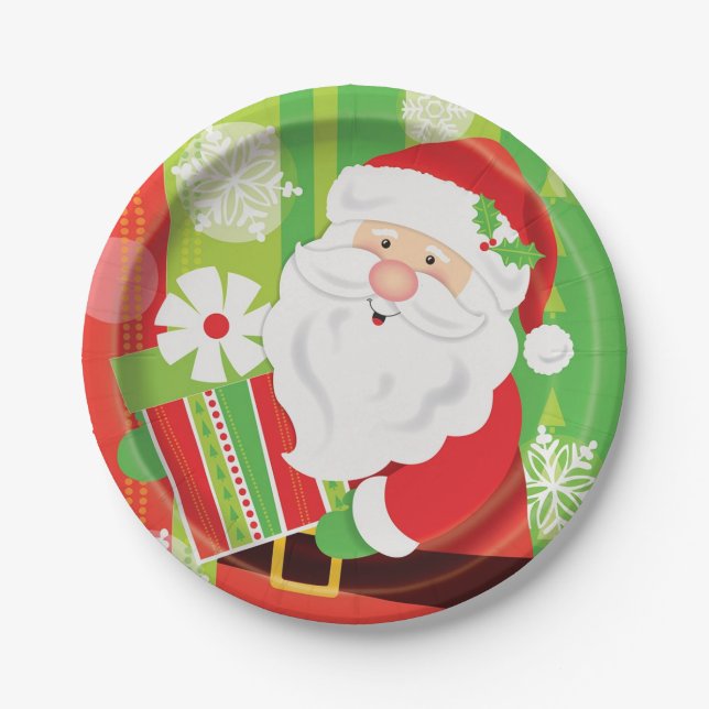 Assiettes En Carton Plaques de Noël père Noël (Devant)