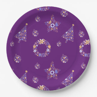 Assiettes En Carton Plaques de Noël violet - set 1