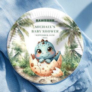 Assiettes En Carton Plaques de nom Baby Shower Dinosaure sucré qui écl