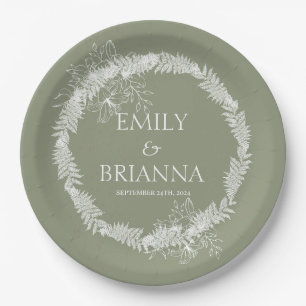 Assiettes En Carton Plaques de nom vert minimaliste Boho Sage