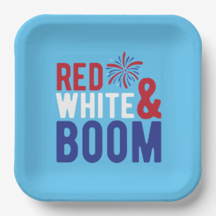 Assiettes En Carton Plaques de papier 4 juillet blanc rouge et blanc r