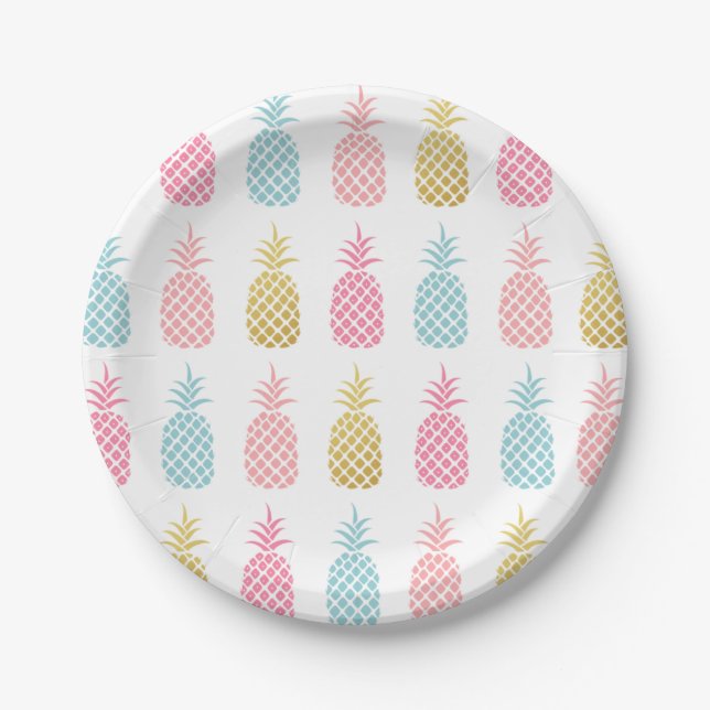 Assiettes En Carton Plaques de papier à ananas tropicales modernes (Devant)