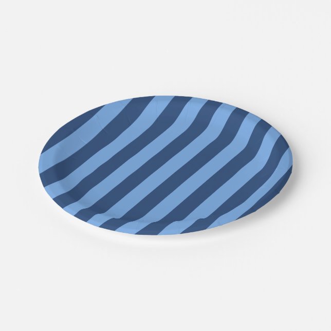 Assiettes En Carton Plaques de papier à bandes bleues (Angle)