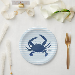 Assiettes En Carton Plaques de papier à bandes peintes par le crabe bl