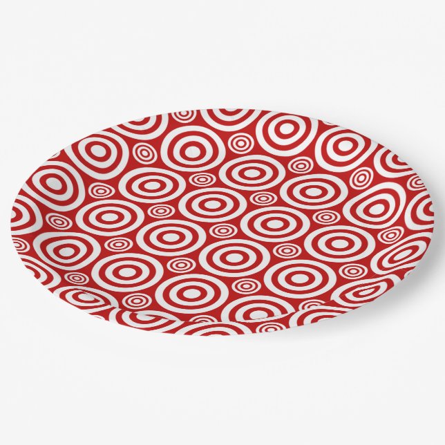 Assiettes En Carton Plaques de papier à bulles-rouge-blanc (Angle)