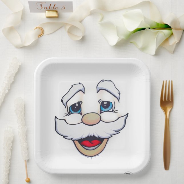Assiettes En Carton Plaques de papier à facettes père Noël (Mariage)