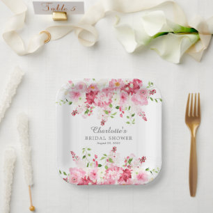 Assiettes En Carton Plaques de papier à Fête des mariées fleurie Sprin