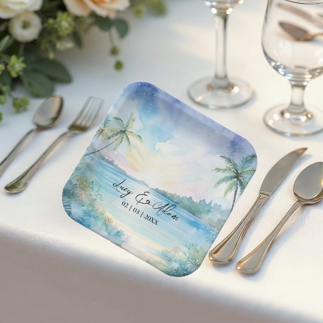 Assiettes En Carton Plaques de papier à lisses tropicales (Créateur téléchargé)