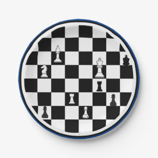 Assiettes En Carton Plaques de papier à thème d'échecs - Élégant échiq