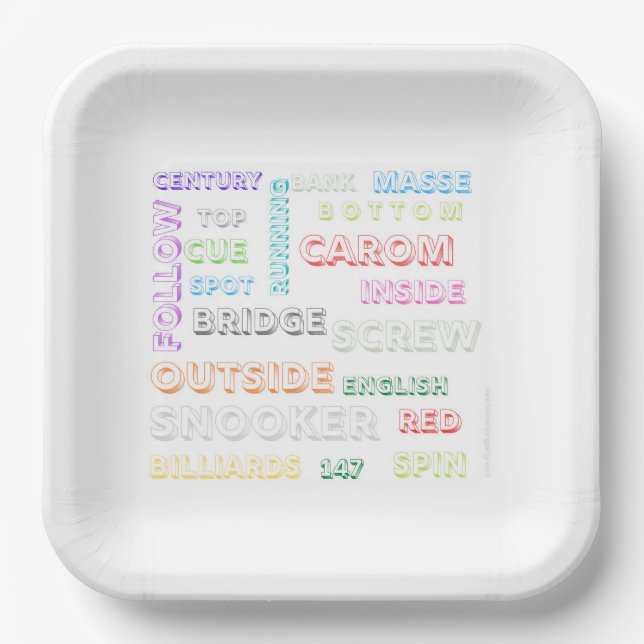 Assiettes En Carton Plaques de papier à thème Snooker (Recto)