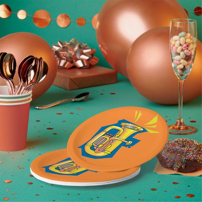 Assiettes En Carton Plaques de papier aux instruments Tuba (Créateur téléchargé)