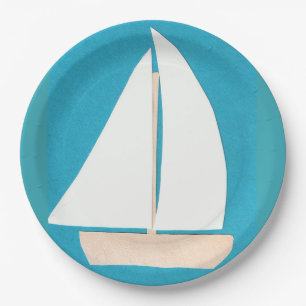 Assiettes En Carton Plaques de papier avec conception de voilier